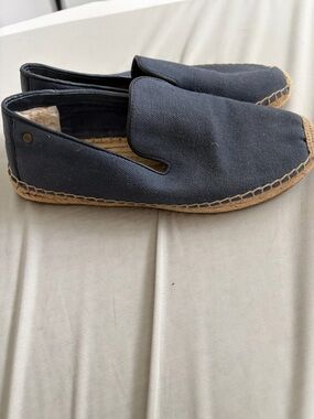 UGG Navy Canvas Espadrille Slip-Ons with Jute Sole